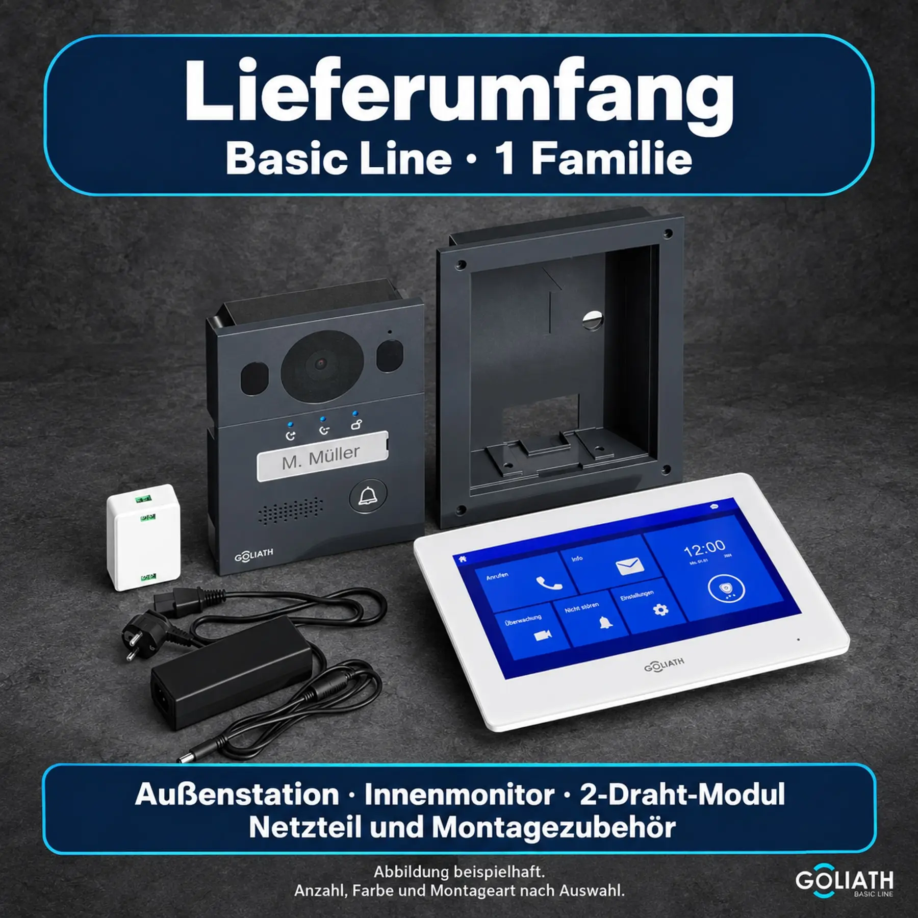 Basic Line Türklingel 1 Familie – Lieferumfang beispielhaft, Anzahl, Farbe und Montage nach Auswahl