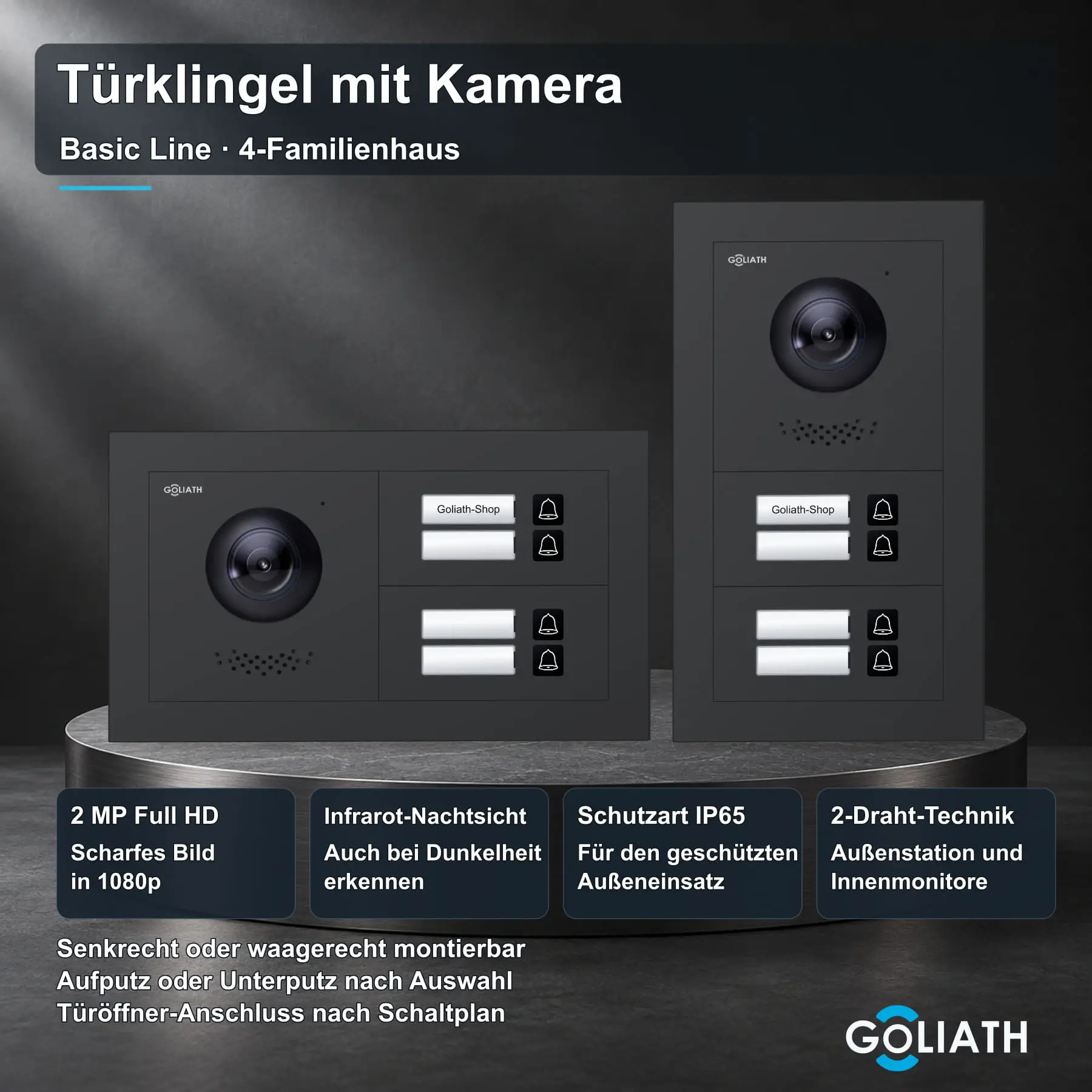 Goliath Basic Line Türklingel Außenstation für 4 Familien in Anthrazit