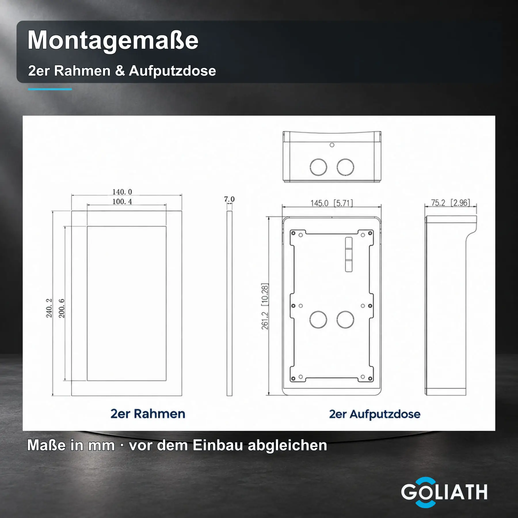 Basic Line Türklingel Montagemaße – Aufputzdose