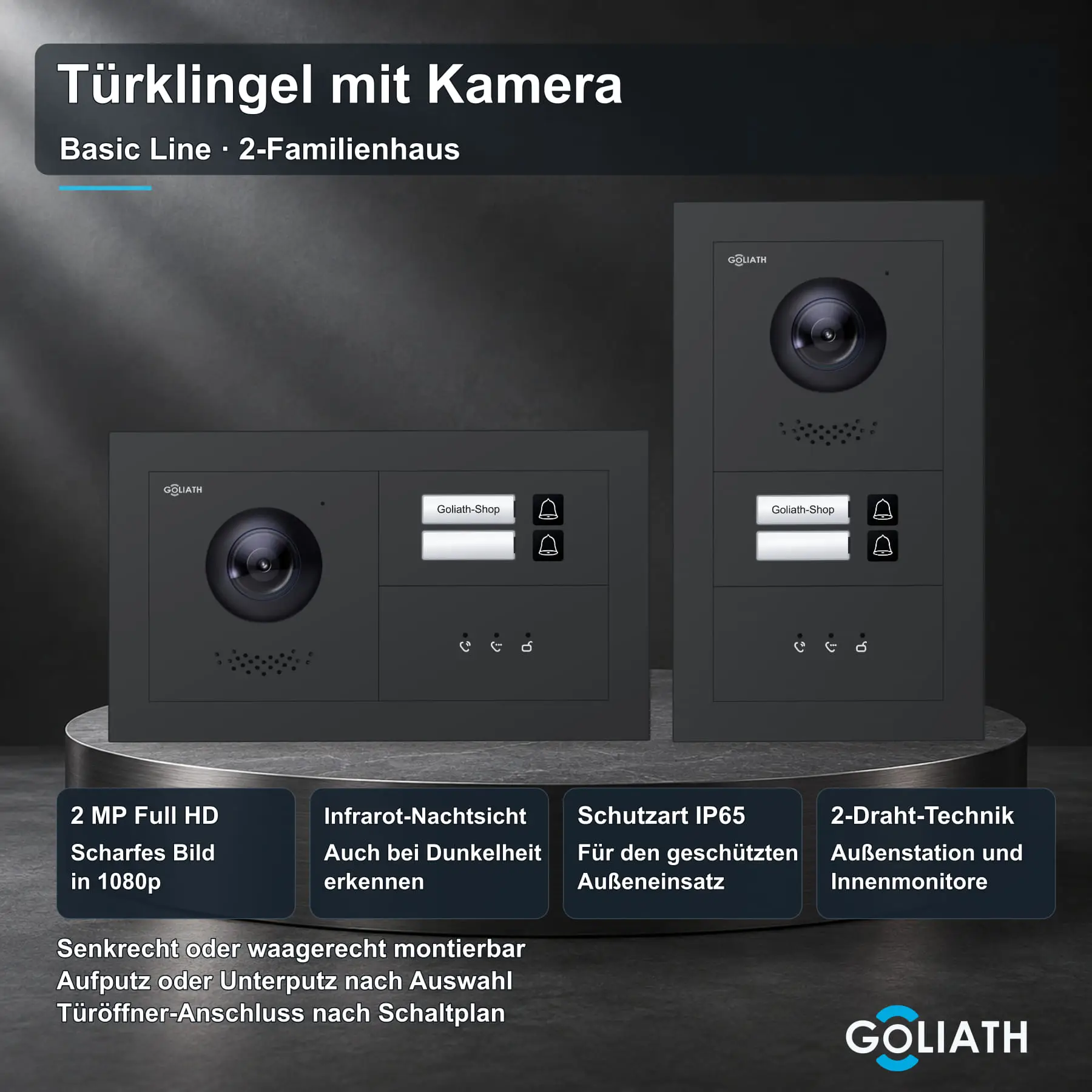 Goliath Basic Line Türklingel Außenstation für 2 Familien in Anthrazit