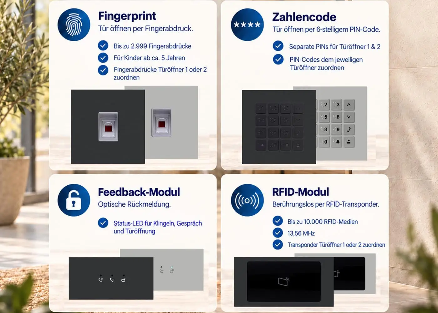 Goliath Premium Module Fingerprint, Zahlencode, RFID und Feedback in Silber und Anthrazit Goliath Premium Module Fingerprint, Zahlencode, RFID und Feedback in Silber und Anthrazit