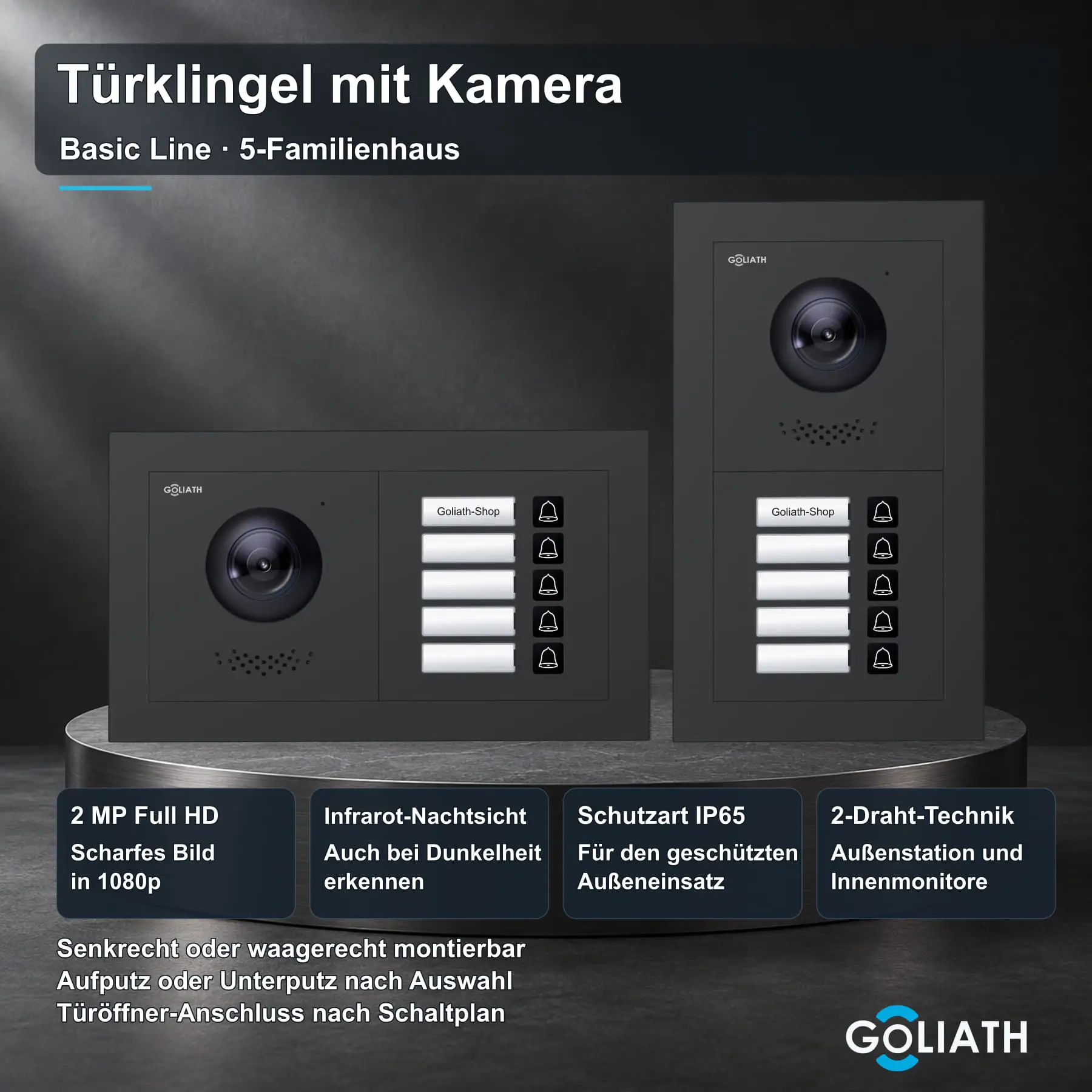 Goliath Basic Line Türklingel Außenstation für 5 Familien in Anthrazit