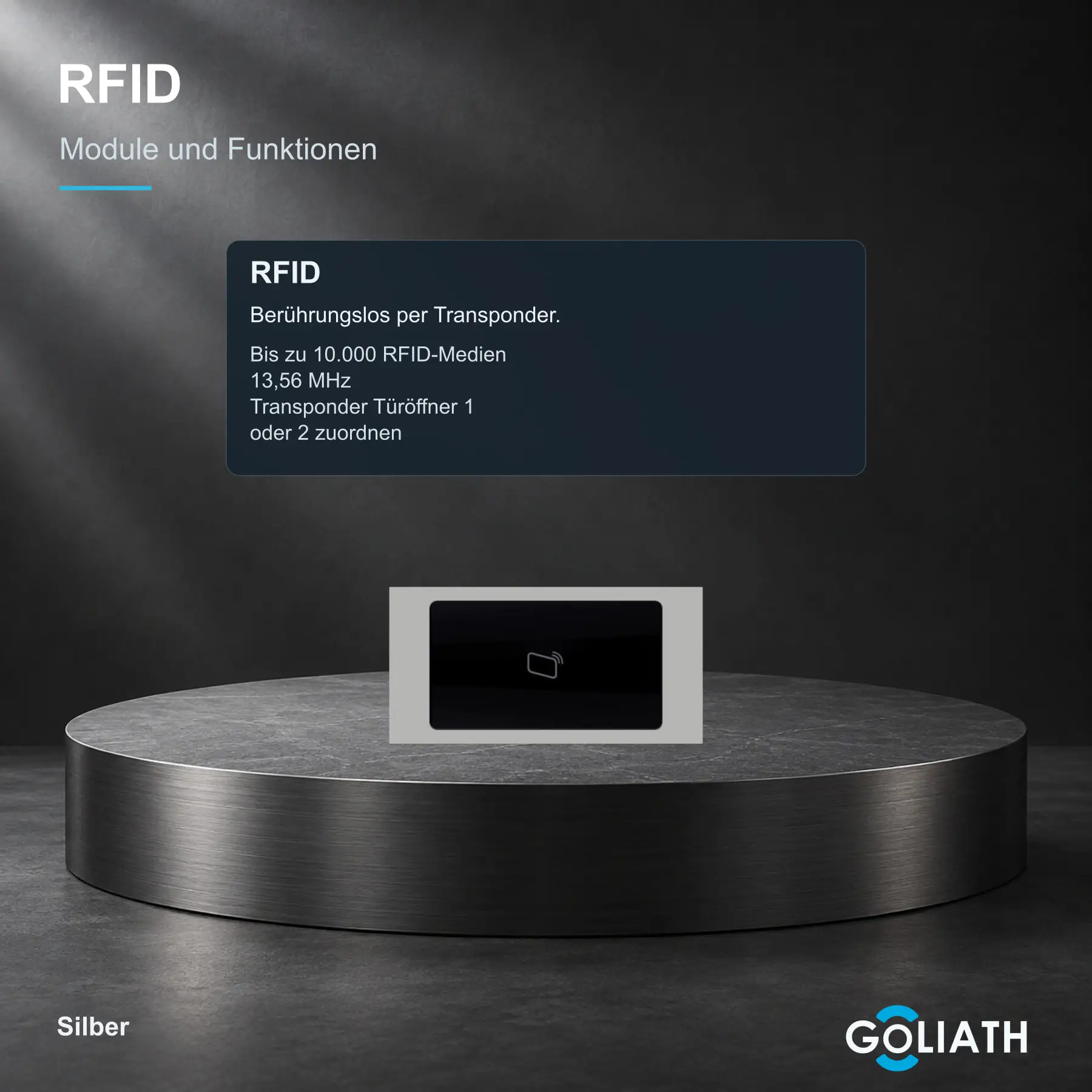 RFID-Leser für die Goliath Türsprechanlage in Silber: berührungslose Türöffnung per Transponder.